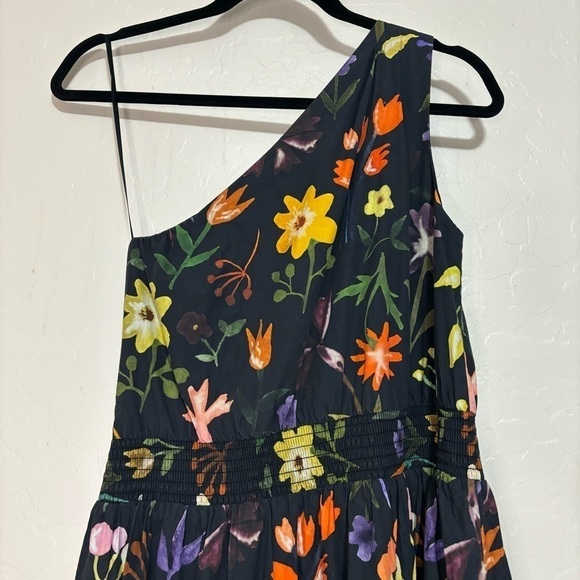 Slate & Willow Black Floral Print One-Shoulder Hi-Low Ruffle Hem Dress Size 2 - Picture 5 of 11